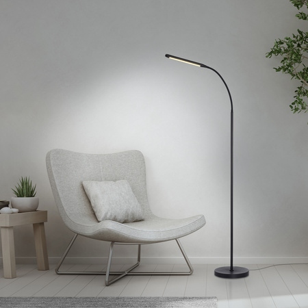 Czarna lampa podłogowa LED ze zmienną barwą światła i giętkim ramieniem ELLY Just Light 11031-18