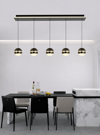 Lampa wisząca piątka prosta Biarritz czarny chrom Aviano Lighting 7047-605