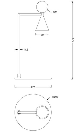 Lampka stołowa metalowa z ozdobną kulą z trawertynu Bingo LED 3000K Maxlight T0070