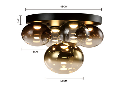 Lampa sufitowa - plafon piątka okrągły Pesaro czarny Aviano Lighting 9082-502