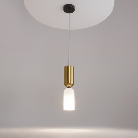 Złota lampa wisząca z białym szklanym kloszem 1xE14 Memory MOD177PL-01G Maytoni