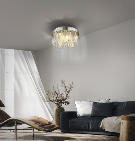 Lampa sufitowa okrągła chrom ze szklanymi zwisami KULUNKA 4xG9 Just Light 15048-17