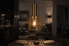 Pojedyńcza lampa wisząca z bursztynowym kloszem AIGO Kaja Lighting K-5875