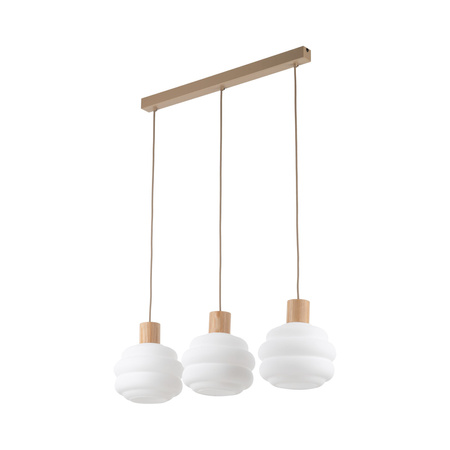 Potrójny zwis lampa wisząca szklana z elementami drewna MELIA 3xE27 Tk Lighting 11091