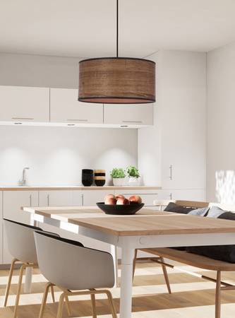 Legno lampa wisząca czarny 30 1x40w e27 abażur dębowy Candellux 31-18403