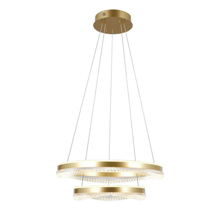Lampa wisząca dwa złote okręgi z imitacją kryształu LED 3000/4000/6000K Morte Italux PND-34535-2L-GD