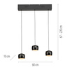 Lampa wisząca trzy wiszące czarne kule na belce z funkcją SwitchMo i ComfortLift BALLINI Just Light 15261-18