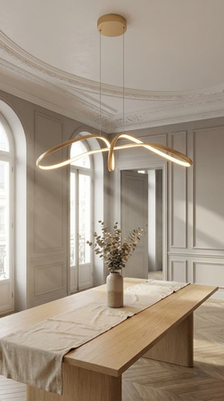Złota lampa wisząca ledowa w stylu glamour SNOW Kaja Lighting K-8235