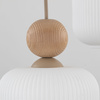 Lampa wisząca potrójna ryflowane białe klosze + element drewna BALLO 3xE14 Tk Lighting 11050