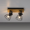 Lampa sufitowa industrialna 2-punktowa czarna z drewnem – regulowane druciane klosze TARO 2xE14 Just Light 15118-18