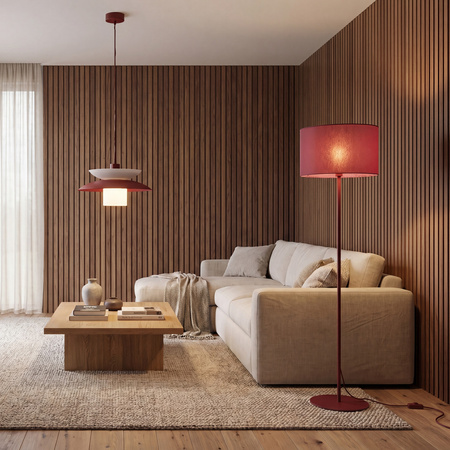 Lampa podłogowa abażur walcowy 50cm w kolorze burgund DALUM 1xE27 Tk Lighting 16230