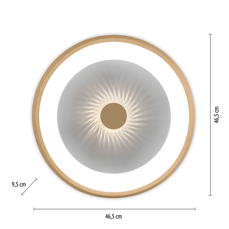 Okrągły plafon w kolorze matowego mosiądzu sterowany pilotem LED VERTIGO Just Light 14384-60