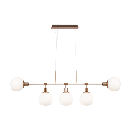 Złota podłużna lampa wisząca z białymi kulami Erich MOD221PL-05G Maytoni