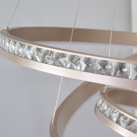 Złoty żyrandol spiralny LED z kryształowym efektem CAMELIA 40+60+80 3-STEP DIMM GO AZZARDO AZ6769