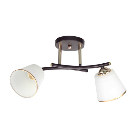 GRECO LAMPA SUFITOWA CZARNY+ZŁOTY 2X40 E27 KLOSZ BIAŁY Candellux 32-22622