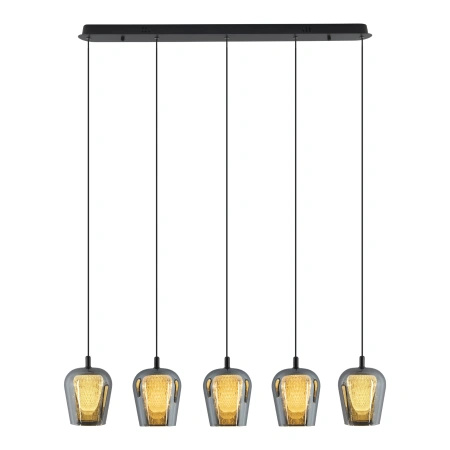 Lampa wisząca pięciozwisowa na belce Keso 5xLED czarna PL0141-5 Yaskr