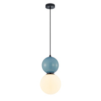 Lampa wisząca niebieska kula z białym kloszem o średnicy 20cm 1xE27 Mastal Italux PND-36603-1L-BK-BLU