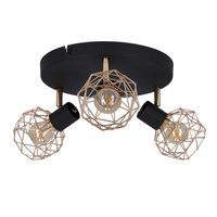 ACROBAT PLAFON 3X40W E14 CZARNY KLOSZ MIEDZIANY Candellux 98-22233