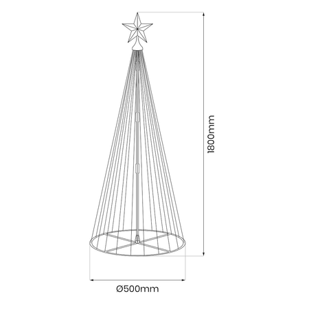 Choinka świecąca LED do domu lub ogrodu 1,8m 269LED RGB + 2700K IP44 Milagro EK2403
