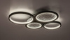 Czarna lampa sufitowa cztery połączone okręgi LED sterowana pilotem Aranis Rabalux 71378