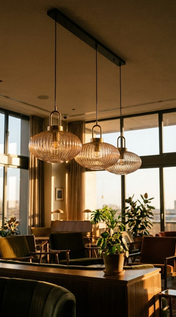 Lampa wisząca z ryflowanymi kloszami ufo AKARI Kaja Lighting K-5856