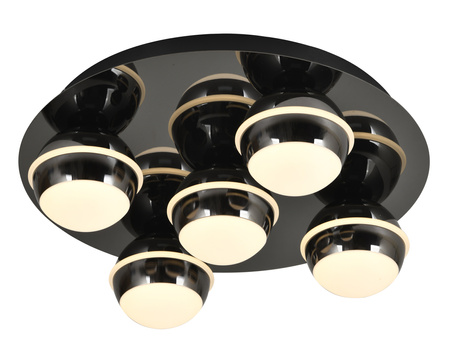 Lampa sufitowa plafon piątka okrągły Biarritz czarny chrom Aviano Lighting 9047-505