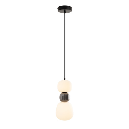 Lampa wisząca pionowa z dwoma opalowymi kulami i ciemnoszarym kloszem centralnym LED 3000K 13W Maxlight P0629