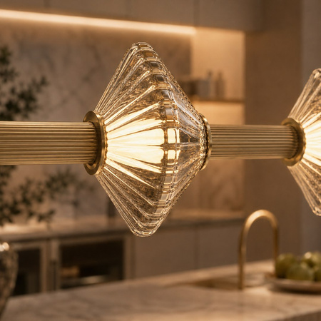 Lampa wisząca złota ryflowana pozioma tuba ze szklanymi kloszami Padre Gold 18W LED Milagro ML2799