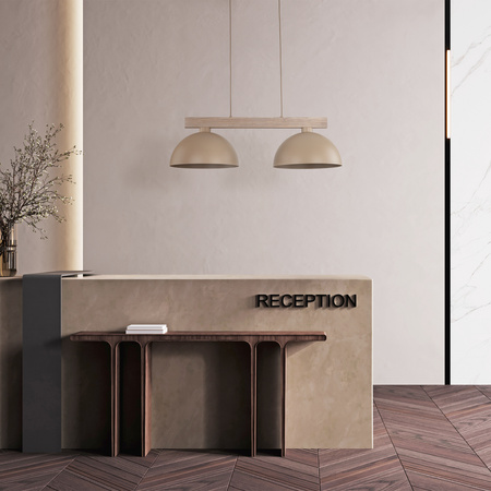 Lampa wisząca dwa metalowe klosze na drewnianej belce OSLO SABIA 2xE27 Tk Lighting 11011