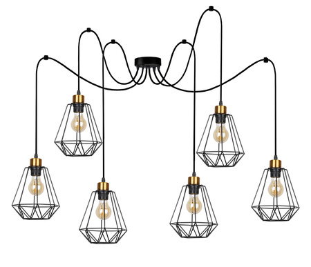 Primo p lampa wisząca czarny+złoty 6x60w e27 klosz czarny Candellux 36-00316