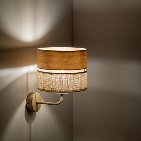 Kinkiet w kolorze sabia z abażurem juta jasne drewno DORMA WOOD JUTA 1xE27 Tk Lighting 11788