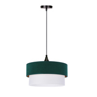 Sinagra lampa wisząca czarny 1x60 e27 abażur duo 35+30 but.zieleń\zloto+ biały Candellux 31-19691