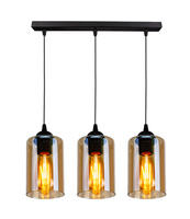 Bistro lampa wisząca czarny 3x40w e27 klosz brązowy Candellux 33-00545