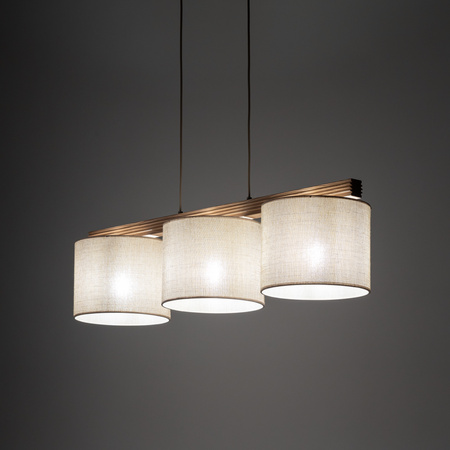 Lampa wisząca 3 abażury na drewnianej belce VIGA SHADE SOSNA 3xE27 Tk Lighting 11882