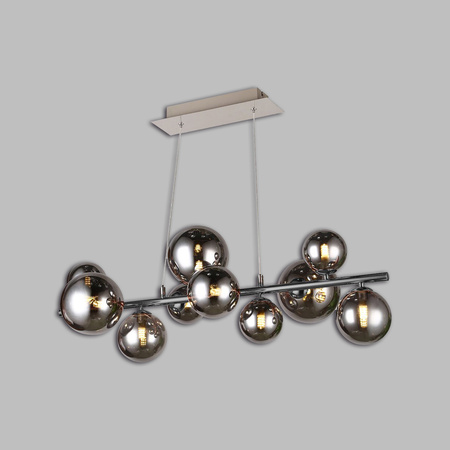 Lampa wisząca z dziesięcioma kulistymi kloszami w kolorze czarnego chromu Sevilla Aviano Lighting 6214-1010