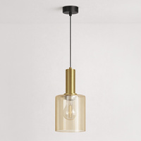 Pojedyńcza lampa wisząca z bursztynowym kloszem AIGO Kaja Lighting K-5875