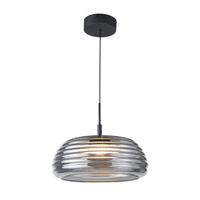 Lampa wisząca z dużym 41cm szklanym dymionym kloszem LED 3000K Loculi Italux PND-24040-BK-SG