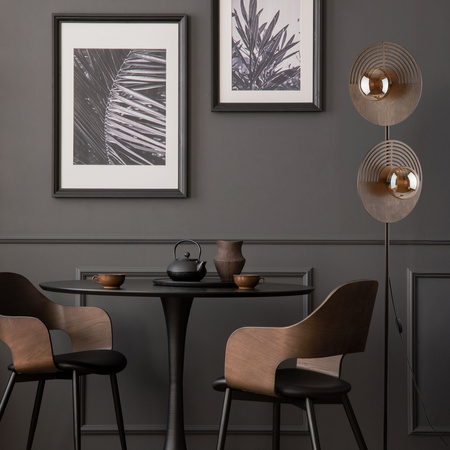 Lampa podłogowa okrągłe elementy drewna i szklane klosze 2xG9 LUNAR WOOD Tk Lighting 16135
