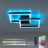 Czarna lampa sufitowa RGB dwie kwadratowe ramki Q-MARKO Paul Neuhaus 6144-18 sterowana pilotem / smartfonem