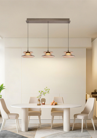 Lampa wisząca trójka prosta Crema brąz / klosz coffee Aviano Lighting 7058-321