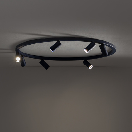 Granatowa lampa sufitowa ring 80cm - okrągły pierścień z punktowymi światłami 7xGU10 FOURTY ROUND Nowodvorski 11947