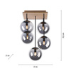 Lampa sufitowa z drewnianą podstawą i pięcioma szklanymi kloszami GREEN WIDOW 5xE14 Just Light 11395-79