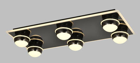Plafon szóstka prostokątny Biarritz czarny chrom Aviano Lighting 9047-705