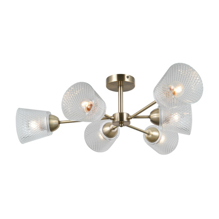 Lampa sufitowa antyczne złoto ze szklanymi kloszami 6xE27 Lamin Italux PND-40697-6-ABR