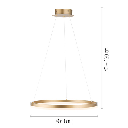 Lampa wisząca okrąg o średnicy 60cm LED 3000K TITUS Mosiadz Paul Neuhaus 2382-60 z wbudowanym ściemniaczem