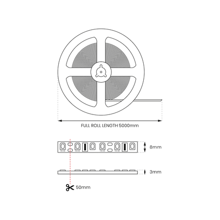 TAŚMA 120 LED 48W. Barwa Ciepły Biały. IP65. (5 metrów) Eko-Light EKPL1825