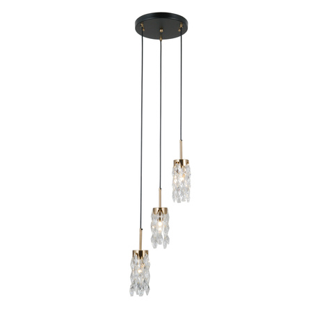 Lampa wisząca potrójna trzy szklane klosze 3xE14 Zorta Italux PND-33588-3-HBR-BK