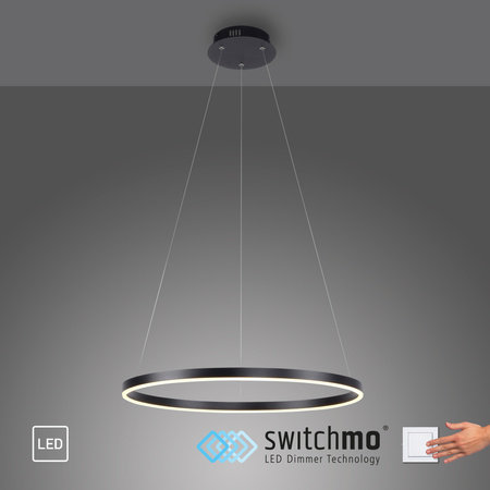 Lampa wisząca antracytowy okrąg 58cm LED 3000K z funkcją ściemniania SwitchMo RITUS Just LIght 15394-13