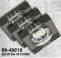 ZESTAW TRZECH OPRAW  SS-16 CH/BK 3X3W GU10 LED Z ŻARÓWKĄ  LED  CHROM OPR. STROP. STAŁA KWADRATOWA SZKŁO CZARNE Candellux 99-49018