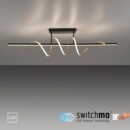 Lampa sufitowa spirala w kolorze czarnym i mosiężnym EMANDA LED 3000K z funkcją SwitchMo Just Light 19112-68